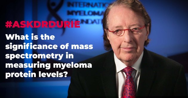 What is the significance of mass spectrometry in measuring myeloma protein levels? 